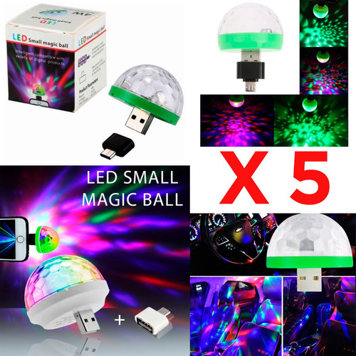 Imagen 2 de 2 de Pack X 5 Magic Usb Media Bola Rgb Anticipe Regalo De Navidad