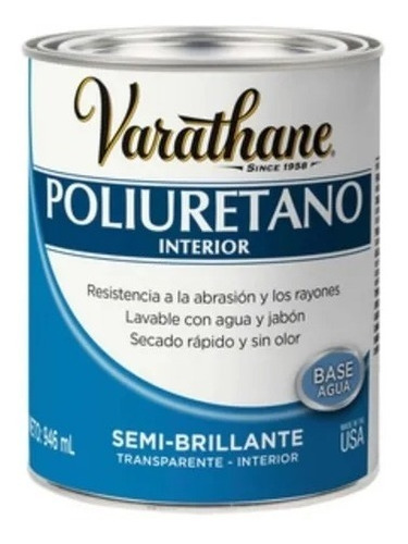 Imagen 1 de 4 de Varathane Laca Transparente Semi Brillo Para Madera 1 L