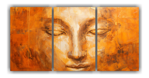 150x75cm Cuadro Buda Estilo Estilo Óleo Dorado Y Naranja