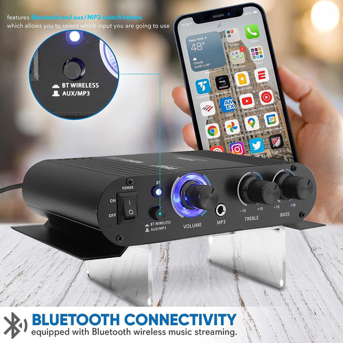 Amplificador De Audio Doméstico Inalámbrico Bluetooth Pyl...
