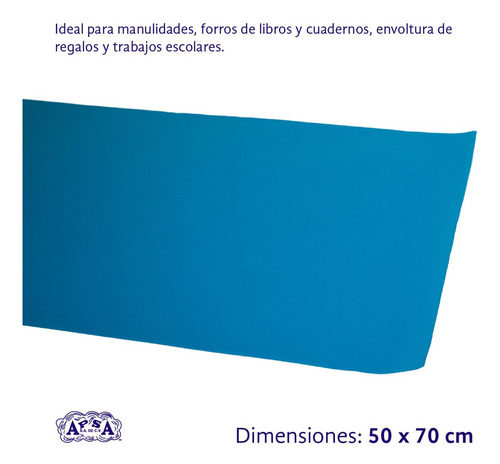 Papel Lustre De Color 50 X 70cm 500 Piezas Apsa Color Azul/Turqueza