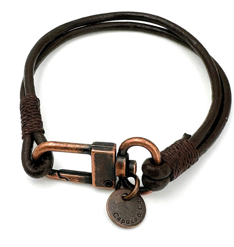 Caputo & Co. Pulsera Ancha De Cuero Craftman Para Hombre Hec