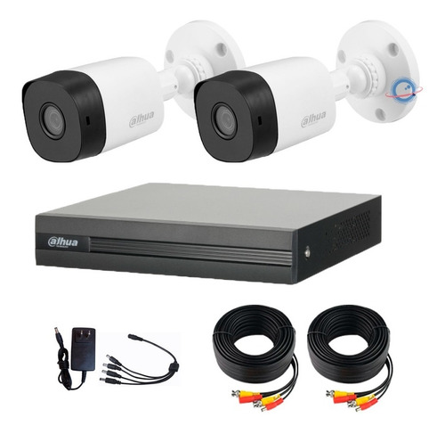 Kit 2 Camaras Dahua 1080p Dvr 4 Ch + 1 Ip Cables Fuente Bala