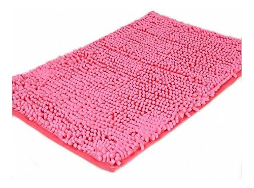 Limpia Pie De Baño Suave 40×60cm Colores Pelo Largo Color Rosado Liso