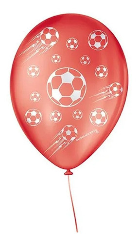 Balão Futebol - Vermelho E Branco 9 23cm - 25 Unid