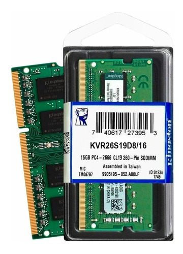 Memoria 16gb Kingston Ddr4 2666 Sodimm Laptop Kvr26s19s8/16