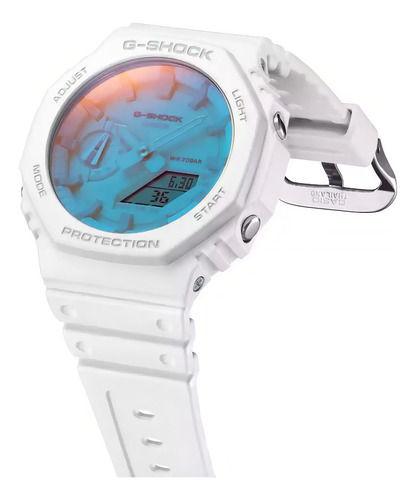 Reloj Casio G-shock Ga-2100tl-7a Para Hombre Correa Blanco Bisel Blanco Fondo Multicolor