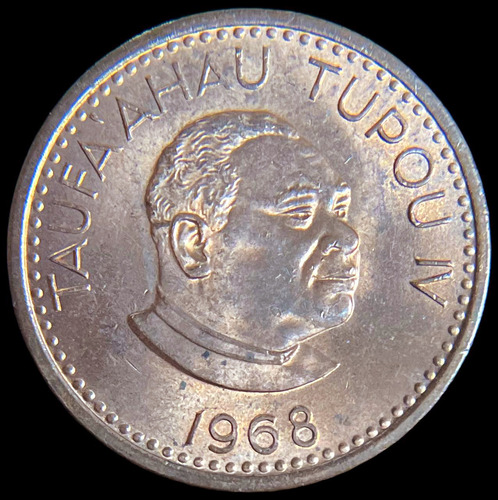 Tonga, 1 Seniti, 1968. Taufa 'ahau Iv. Sin Circular