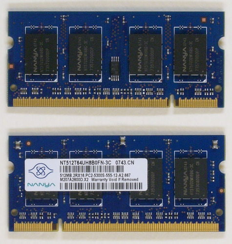Memoria Ram Ddr2 Sodimm 512mb 667mhz Notebook Netbook