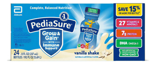 Pediasure Sabor Vainilla  24 Botes De 237ml C/u Americano