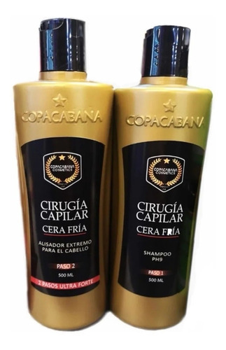 Kit 2 Paso Cirugía Capilar, Cera Fria, Alisado Permant 500ml