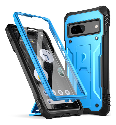 Funda Para Pixel 7 Azul Con Soporte Y Protector De Pantalla