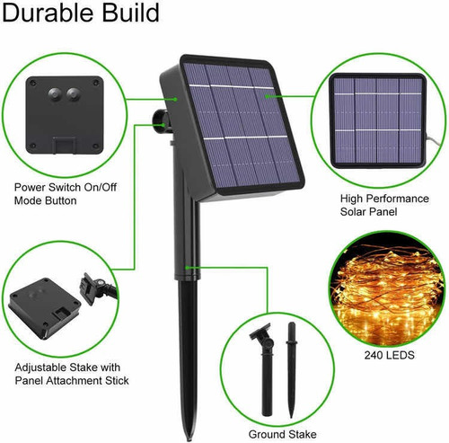 Guirnalda De Luces Solares 24 M Decoración Navideña Tira Led