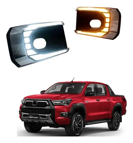 Tapa Neblinero Drl Hilux 2021+ Rocco Blanco Ámbar Oferta¡¡¡¡