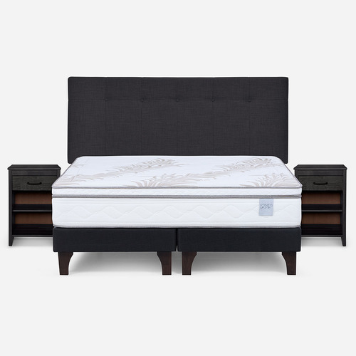 Cama Europea Neo Plus King+respaldo N Bennet Grafito+velador