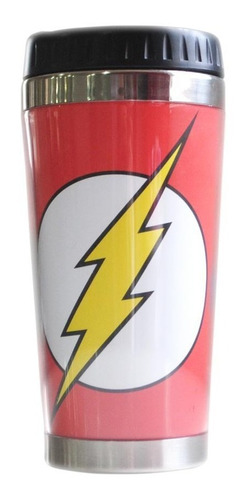 Copo Térmico Plástico Dc The Flash Logo Fundo Vermelho 473
