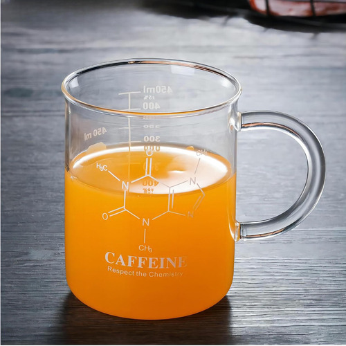 M Taza De Café, Taza De Té De Vidrio Con Moléculas Químicas