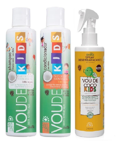 Shampoo + Condicionador + Spray Desembaraçante Vou De Kids