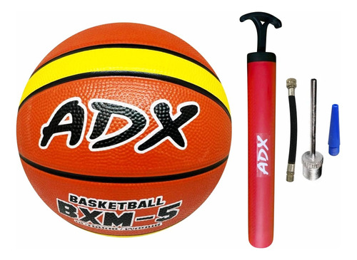 Balon Basquet Bxm5 #5 + Bomba Adx Peso/medida Reglamentaria