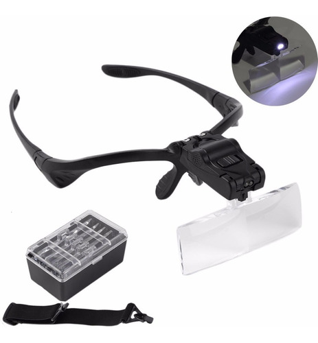 Lupa Lentes Goggle Luz Led 5aumentos Cejas Blading Celular