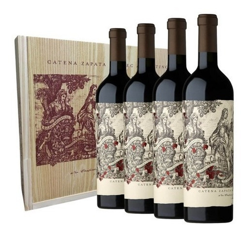 Caja De Madera X4 Catena Zapata Malbec Argentino Vino Icono