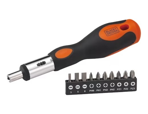 Atornillador Manual Black Decker + 10 Puntas Criquera