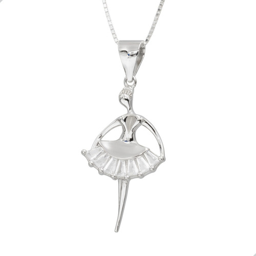 Colgante Bailarina Ballet Elegante Plata 925 + Cadena | M569