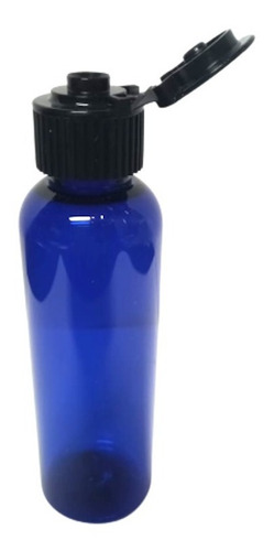 10 Botella Plastico Envase Azul 60ml Tapa Flip Top Negra