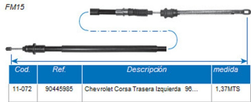 Guaya Freno De Mano Chevrolet Corsa Trasera Izquierda 96...