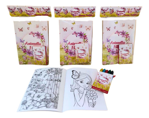 20 Lembranças De Colorir + Giz Personalizadas Jardim