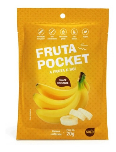 Fruta Pocket Snack Banana Liofilizada 20g Kit C/ 5 Unid