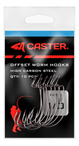 Imagen 2 de 4 de Anzuelos Offset Caster 1/0 Para Señuelos Goma 10 Unidades