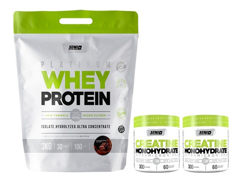 Whey Protein 3 Kg + 2 Creatina X 300 Grs Star Nutrition