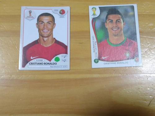 2 Figuritas De Cristiano Ronaldo. Mundiales 2014 - 2018.
