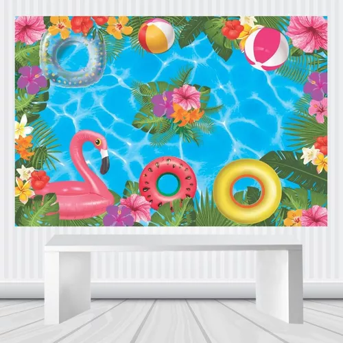 Painel De Festa Infantil Pool Party 3.00m X 1.80m