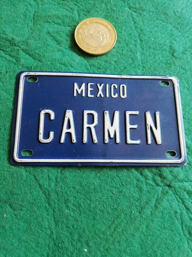 Vintage Mini Placa Metálica Para Bicicleta Carmen 