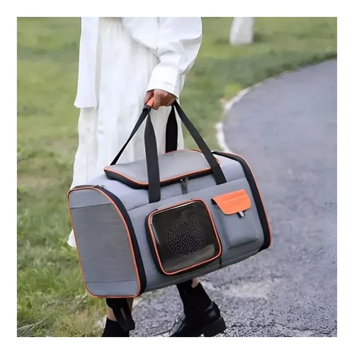 Bolso Transportador Mascotas Naranja Resistente Seguro