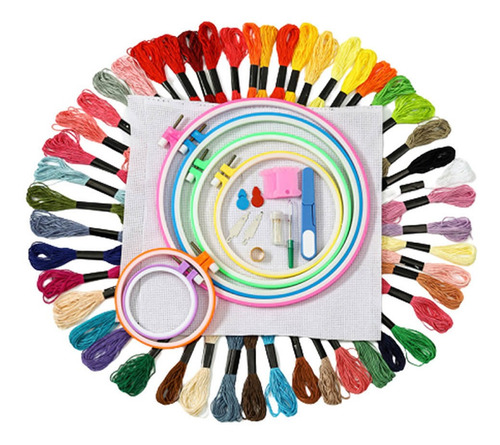 De Herramientas De 6 Aro De Plástico + Hilo De 100 Colores