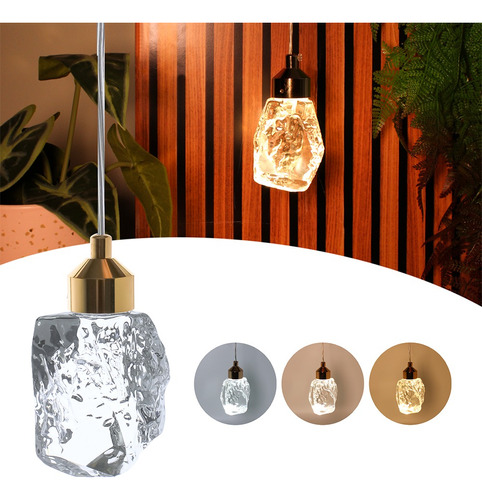 Pendente Pedra De Cristal Lavabo Cabeceira Dourado Led 8113