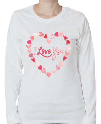 Playera Manga Larga Mujer - Corazones - Love