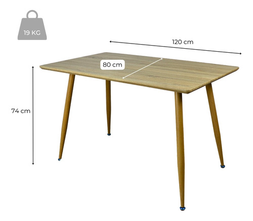 Comedor De Madera Mesa Rectangular Y 4 Sillas Color Beige Diseño de la tela de las sillas Liso