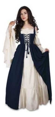 Vestido Medieval Femenino Largo Con Encaje .