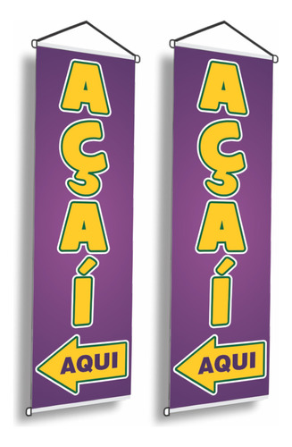 Banner Açaí Aqui Com Setas Açaiteria 1mx30cm - 2 Unids