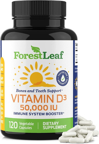 Vitamina D3 50,000iu 120 Capsulas Ansiedad Vegano +potente