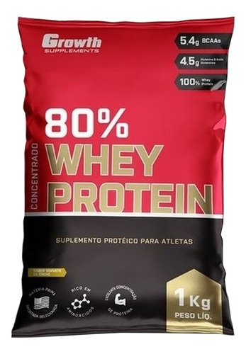 Whey Concentrado 80% Whey Protein - Growth Supplements Sabor Beijinho