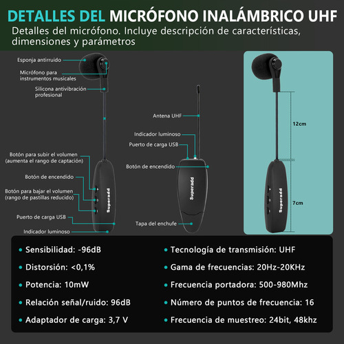 R0x Para Micrófono Superadd Kx-623 For Acordeón Uhf /
