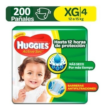 Pañales Huggies Active Sec Etapa 4 - Unidad a $1310