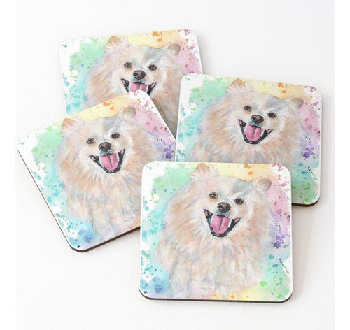 Set Posavasos Spitz Alemán Acuarela Calidad Premium