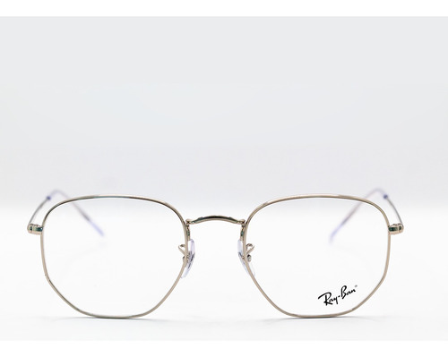 Lentes Ópticos Ray-ban Hexagonal Plateado Sin Graduar