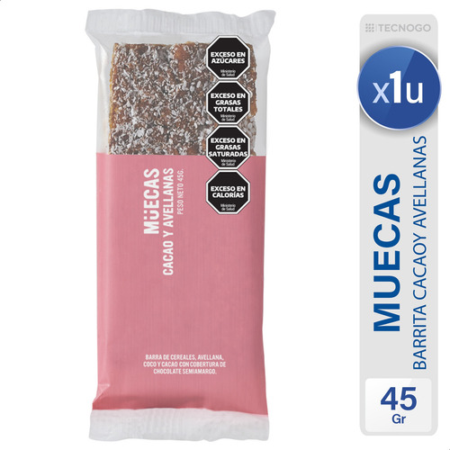Barrita de Cereal Muecas Cacao Avellanas Y Coco de 45 g